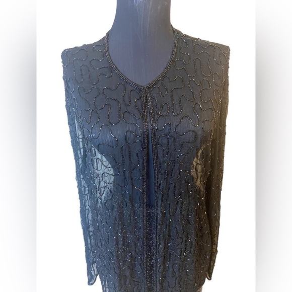Vintage Sheer Beaded Tunic Top Blouse - Picture 8 of 15